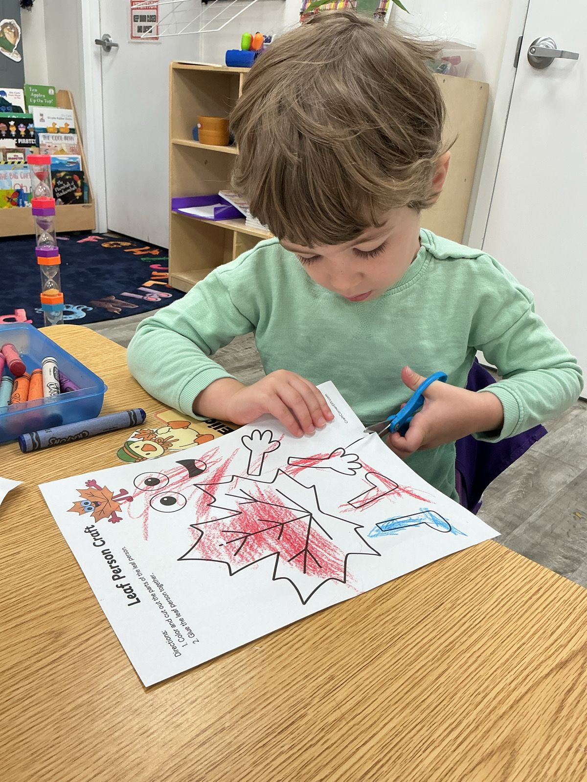 A child drawing in our North Bethesda Maryland classroom